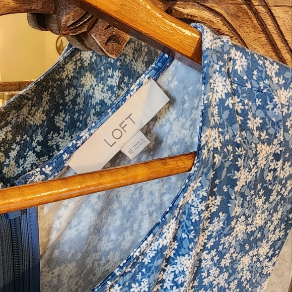 LOFT Blue floral midi dress - Picture 4 of 4